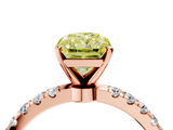 Rose gold Fancy Yellow Radiant  Solitaire Diamond Pavé Band with Four-Prong Setting_32