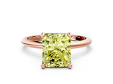 Rose gold Fancy Yellow Radiant  Solitaire Diamond Ring with 4-Prong Setting on a Classic Band_3