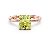 Rose gold Fancy Yellow Radiant  Solitaire Diamond Ring with Bamboo Band and Four-Prong Setting_74