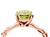 Rose gold Fancy Yellow Radiant  Solitaire Diamond Ring with Bamboo Band and Four-Prong Setting_78