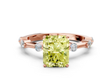 Rose gold Fancy Yellow Radiant  Solitaire Diamond Ring with Bezel Set Side Stones and Prong Setting_3