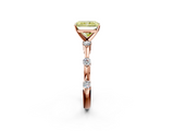 Rose gold Fancy Yellow Radiant  Solitaire Diamond Ring with Bezel Set Side Stones and Prong Setting_5