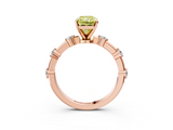 Rose gold Fancy Yellow Radiant  Solitaire Diamond Ring with Bezel Set Side Stones and Prong Setting_6