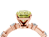 Rose gold Fancy Yellow Radiant  Solitaire Diamond Ring with Bezel Set Side Stones and Prong Setting_7