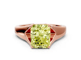 Rose gold Fancy Yellow Radiant  Solitaire Diamond Ring with Cathedral Band and Four-Prong Setting_66