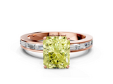 Rose gold Fancy Yellow Radiant  Solitaire Diamond Ring with Channel-Set Baguette Band and Four-Prong Setting_80