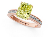 Rose gold Fancy Yellow Radiant  Solitaire Diamond Ring with Channel-Set Baguette Band and Four-Prong Setting_81