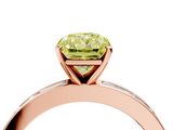Rose gold Fancy Yellow Radiant  Solitaire Diamond Ring with Channel-Set Baguette Band and Four-Prong Setting_84