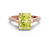 Rose gold Fancy Yellow Radiant  Solitaire Diamond Ring with Channel Set Band and Bezel Prong Setting_68