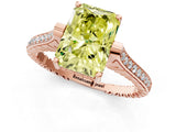 Rose gold Fancy Yellow Radiant  Solitaire Diamond Ring with Channel Set Band and Bezel Prong Setting_69
