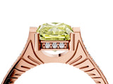 Rose gold Fancy Yellow Radiant  Solitaire Diamond Ring with Channel Set Band and Bezel Prong Setting_72