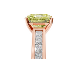 Rose gold Fancy Yellow Radiant  Solitaire Diamond Ring with Channel-Set Band and Four-Prong Setting_8