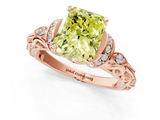 Rose gold Fancy Yellow Radiant  Solitaire Diamond Ring with Filigree Band and Four-Prong Setting_60