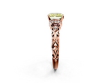 Rose gold Fancy Yellow Radiant  Solitaire Diamond Ring with Filigree Band and Four-Prong Setting_61