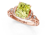 Rose gold Fancy Yellow Radiant  Solitaire Diamond Ring with Filigree Band and Four-Prong Setting_62