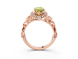 Rose gold Fancy Yellow Radiant  Solitaire Diamond Ring with Filigree Band and Four-Prong Setting_63