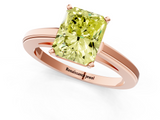 Rose gold Fancy Yellow Radiant  Solitaire Diamond Ring with Four-Prong Setting and Classic Band_4