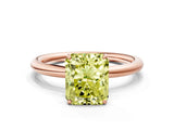 Rose gold Fancy Yellow Radiant  Solitaire Diamond Ring with Four-Prong Setting on a Plain Band_20