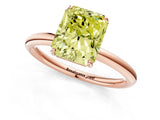 Rose gold Fancy Yellow Radiant  Solitaire Diamond Ring with Four-Prong Setting on a Plain Band_21