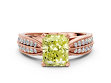 Rose gold Fancy Yellow Radiant  Solitaire Diamond Ring with Milgrain Pavé Band and Four-Prong Setting_31