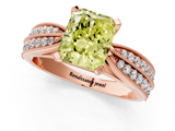 Rose gold Fancy Yellow Radiant  Solitaire Diamond Ring with Milgrain Pavé Band and Four-Prong Setting_32