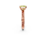 Rose gold Fancy Yellow Radiant  Solitaire Diamond Ring with Milgrain and Black Enamel X Pattern Band_187