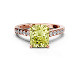 Rose gold Fancy Yellow Radiant  Solitaire Diamond Ring with Pavé Band and Four-Prong Setting_75