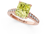 Rose gold Fancy Yellow Radiant  Solitaire Diamond Ring with Pavé Band and Four-Prong Setting_76