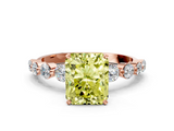 Rose gold Fancy Yellow Radiant  Solitaire Diamond Ring with Pave Band and Four-Prong Setting_266