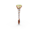 Rose gold Fancy Yellow Radiant  Solitaire Diamond Ring with Pave Band and Four-Prong Setting_268