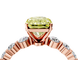 Rose gold Fancy Yellow Radiant  Solitaire Diamond Ring with Pave Band and Four-Prong Setting_270
