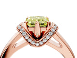 Rose gold Fancy Yellow Radiant  Solitaire Diamond Ring with Pave Band and Six-Prong Setting_35