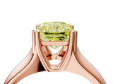 Rose gold Fancy Yellow Radiant  Solitaire Diamond Ring with Six-Prong Cathedral Setting_36