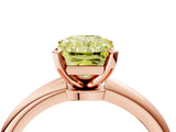 Rose gold Fancy Yellow Radiant  Solitaire Diamond Ring with Six-Prong Setting on a Classic Band 4