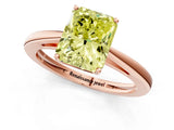 Rose gold Fancy Yellow Radiant  Solitaire Diamond Ring with Split Shank and Four-Prong Setting_13