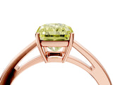 Rose gold Fancy Yellow Radiant  Solitaire Diamond Ring with Split Shank and Four-Prong Setting_16
