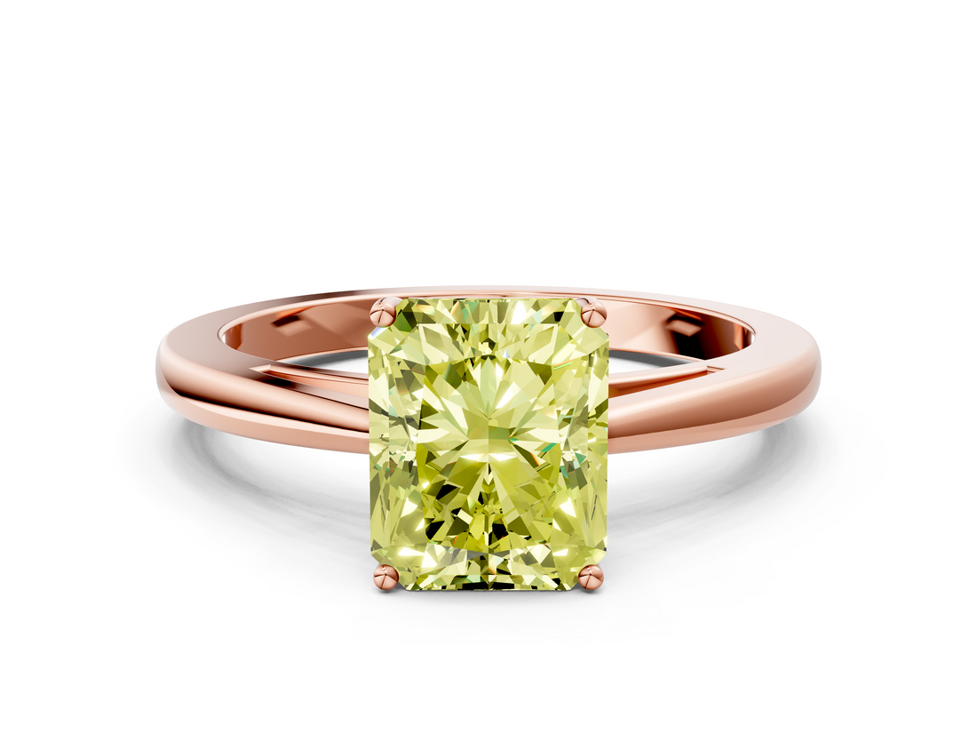 Rose gold Fancy Yellow Radiant  Solitaire Diamond Ring with Split Shank and Four-Prong Setting_20