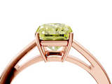 Rose gold Fancy Yellow Radiant  Solitaire Diamond Ring with Split Shank and Four-Prong Setting_24