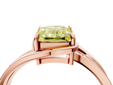 Rose gold Fancy Yellow Radiant  Solitaire Diamond Ring with Split Shank and Prong Setting_45