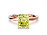 Rose gold Fancy Yellow Radiant  Solitaire Diamond Ring with Thin Band and Four-Prong Setting_3