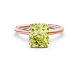 Rose gold Fancy Yellow Radiant  Solitaire Diamond Ring with a Classic Band and Four-Prong Setting 1