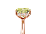 Rose gold Fancy Yellow Radiant  Solitaire Diamond Ring with a Classic Band and Four-Prong Setting