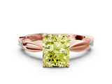 Rose gold Fancy Yellow Radiant  Solitaire Diamond Twisted Band with Four-Prong Setting_48