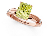 Rose gold Fancy Yellow Radiant  Solitaire Diamond Twisted Band with Four-Prong Setting_49