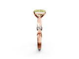 Rose gold Fancy Yellow Radiant  Solitaire Diamond Twisted Band with Four-Prong Setting_50