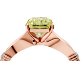 Rose gold Fancy Yellow Radiant  Solitaire Diamond Twisted Band with Four-Prong Setting_52