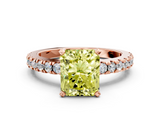 Rose gold Fancy Yellow Radiant  Solitaire Diamond with Pavé Band and Four-Prong Setting_61