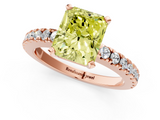Rose gold Fancy Yellow Radiant  Solitaire Diamond with Pavé Band and Four-Prong Setting_62