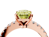 Rose gold Fancy Yellow Radiant  Solitaire Diamond with Pavé Band and Four-Prong Setting_65