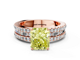 Rose gold Fancy Yellow Radiant  Solitaire Diamond with Pave and Channel Set Band_42